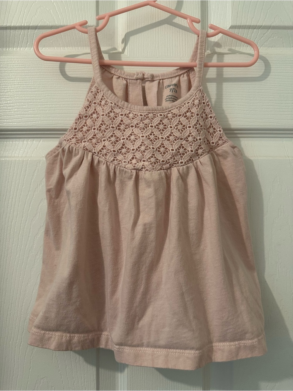 Carter's Blush Pink Crochet Yoke Tank